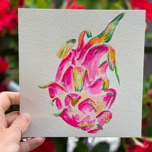 Dragon Fruit Pitaya: Watercolor Exotic Art 8X8